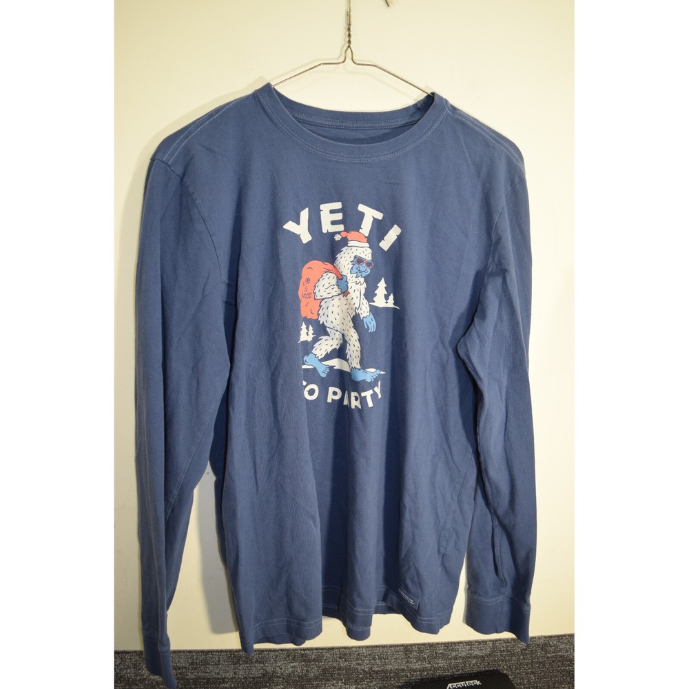 Life Is Good Crusher Shirt Unisex M Blue Long Sleeve Yeti Ready To Party